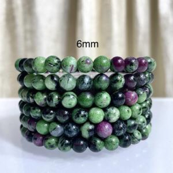 Natural Ruby Zoisite Bead Bracelet - Picture 2 of 2